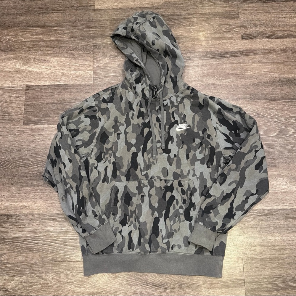 Nike Pullover Hoodie Long Sleeve Gray Camo Mens Small